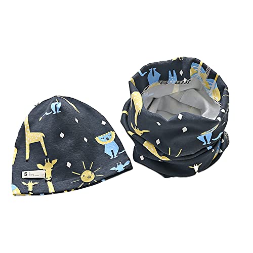 Juego de gorro y bufanda para bebé, niño, niña, con estampado de dibujos animados, 100% algodón, suave y 100% algodón Cover