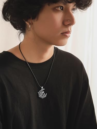 HAQUIL Mushroom Crescent Moon Necklace Simulation Moon Mushroom Pendant Choker for Vegetables Jewelry3