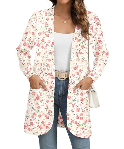 Image of YSYOKOW Cardigan Sweaters for Women Long Sleeve Open Front with Pockets | Long Cardigans for Women Lightweight Soft Casual Dressy Loose Fit Cardigan Sweater with Pockets for Work and Office
