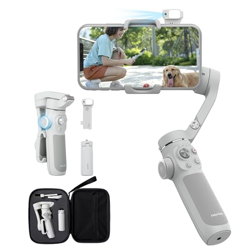 FeiyuTech VB 4SE Kit: Foldable 3-Axis Smartphone Gimbal Stabilizer, with AI Tracking & Fill Light, Gesture Control, Carry Case, Video Vlogging/Recording for iPhone & Android