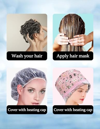 Hair Steamer Cap for Deep Conditioning, 3 Heat Settings Heat Cap for Natural Curly Hair Care, Detachable Liner Conditioning Cap with Silicone Layer and Elastic Cord, Reusable Steam Cap for Women - Thumbnail 4