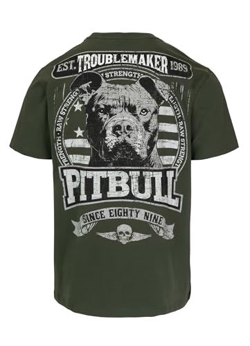 PITBULL - Camiseta para Hombres Troublemaker, algodón 170g, Moda Urbana, Camiseta con Motivo, Cuello Redondo, Corte Regular, Camiseta de Fitness de Manga Corta para el día a día