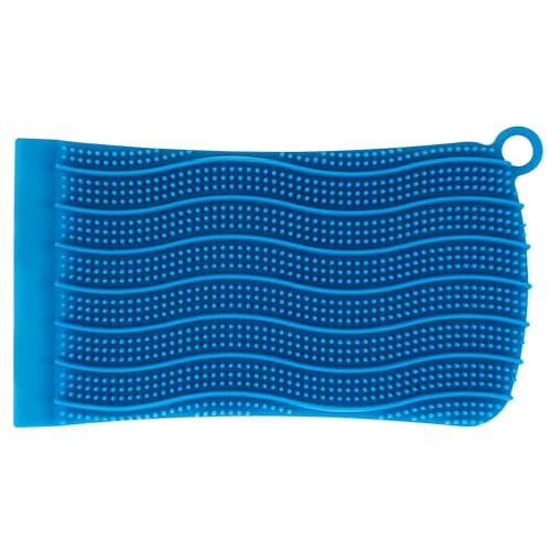 Image of Silicone Sponge Dishwasher Brush, Soft and Hard Double-Sided Dishwasher Brush, Good for Kitchen Cleaning (Blue)