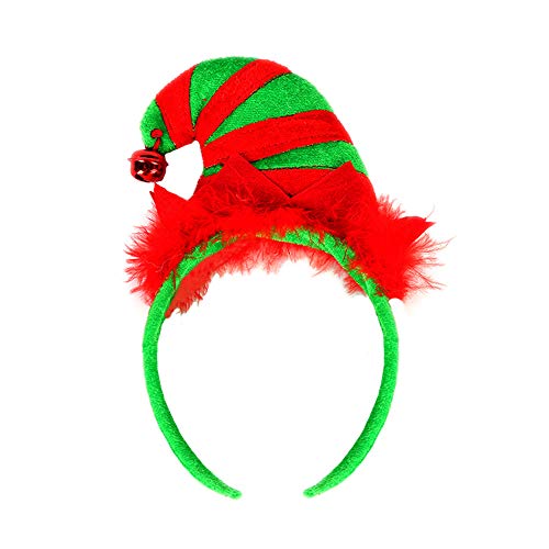 Christmas Elf Hat Headband Elf Bell Hair Hoops Xmas Halloween Headpiece Women Hairband Hair Bands Elves Party Decoration Cosplay Costume Cute Handmade Holiday Festival Hair Accessories Red Green