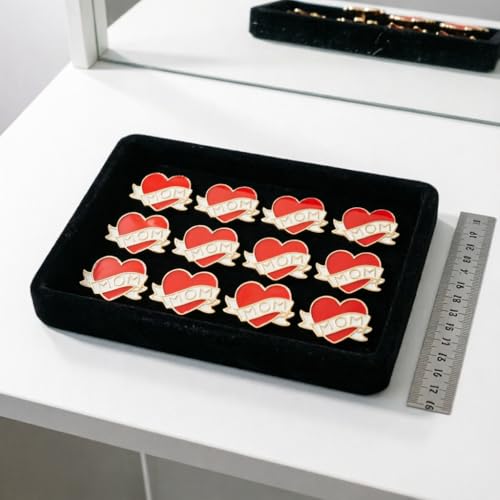 Image of LUOZZY 12pcs Mom Heart Pins Red Enamel Love Brooches for Mothers Day | Eye-Catching Red Heart Mom Enamel Pins For Birthday Parties