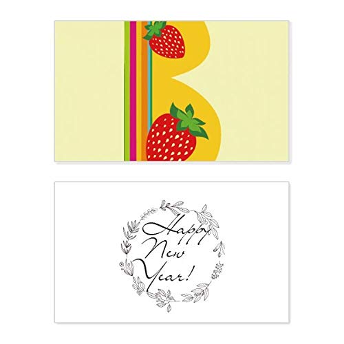 Tarjeta de felicitación de Año Nuevo con diseño de alfabeto de fresa para tus regalos