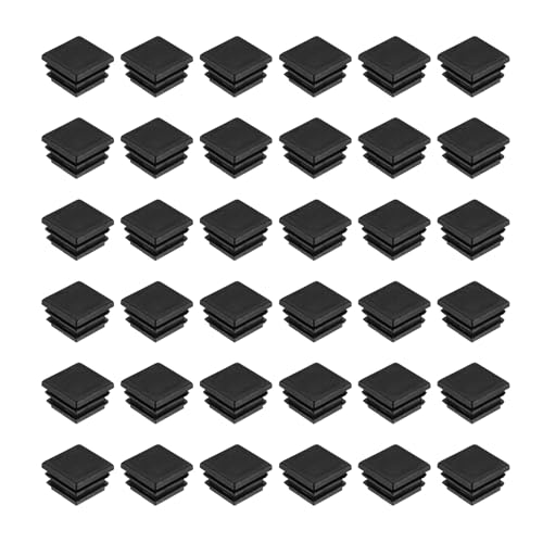 Image of uxcell 38Pcs Square Plastic Plugs, 20 x 20mm /0.79 x 0.79inch PE Pipe Tubing End Caps for 16-18mm /0.63-0.71inch Square Tube Furniture Chair Leg, Black