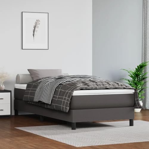 ZEYUAN Colchón de muelles ensacados, Colchones para Cama, Cuero sintético Gris 100x200x20 cm