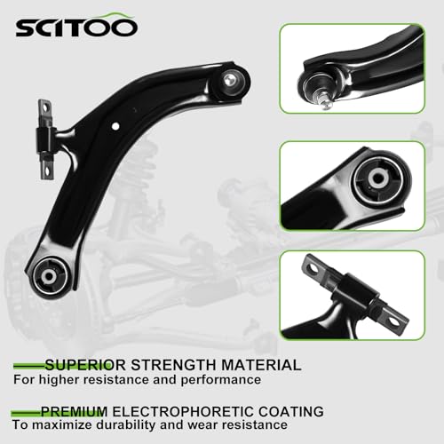 SCITOO 8pcs Suspension Kit 2 Front Lower Control Arm w/Ball Joint 2 Front Sway Bar End Link 2 Outer 2 Inner Tie Rod End Link for Nissan Sentra 2007 2008 2009 2010 2011 2012 2.0L 2.5L K620374 - Image 4