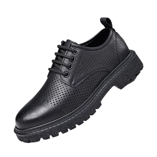 Men's Leather Shoes Oxfords(Black,8)3