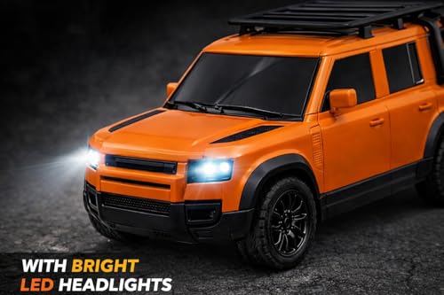 Image of TEC TAVAKKAL Remote Control Car for Kids & Adults, 50 Km /h High Speed RC Car with LED Headlights, 60+ Feet Range, Type-C Rechargeable Off-Road SUV Toy Car, 4 Direction Control (Orange)