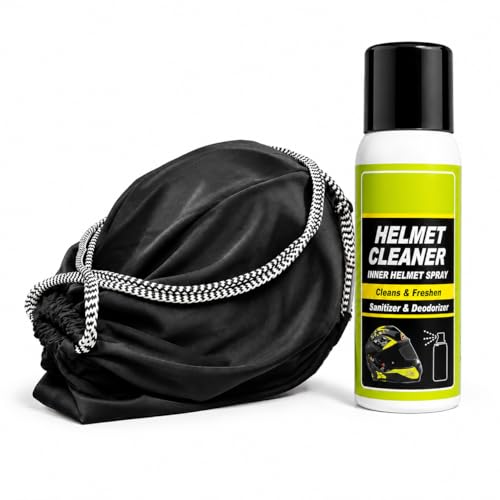 Image of Helmet Cover /Bag | Fits for All Helmets | (Polyester, Black) (Helmet Bag + Spray Set)