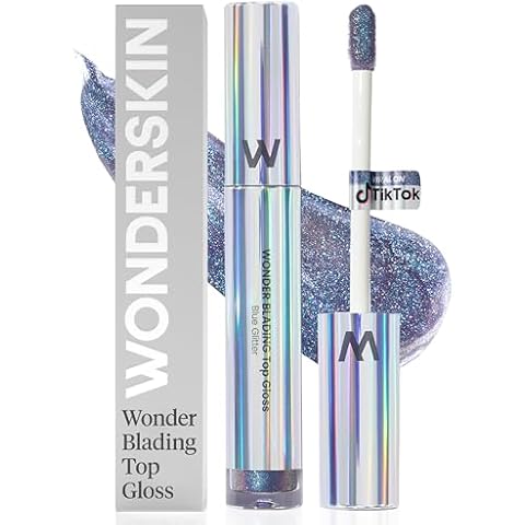 Wonderskin Blue Glitter Lip Gloss - High Shine Finish Cover