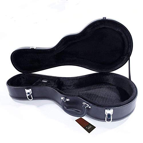 Glarry® F-Style Microgroove Mandolin Hard shell Case Deluxe Leather Wood Mandolin Case