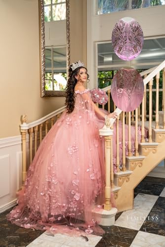 XYAYE Off Shoulder Quinceanera Dresses with Cape Puffy Tulle Sweet 15 16 Dresses Gorgeous 3D Flowers Beaded Ball Gown2