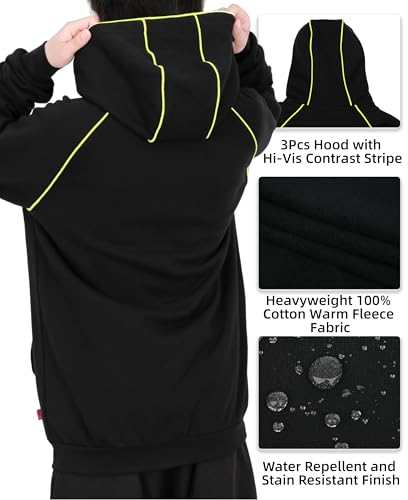 BOCOMAL FR Hoodies 12oz Heavyweight Cotton Fleece Zipper Front Flame Resistant Contrast Stripes Hooded Sweatshirts3