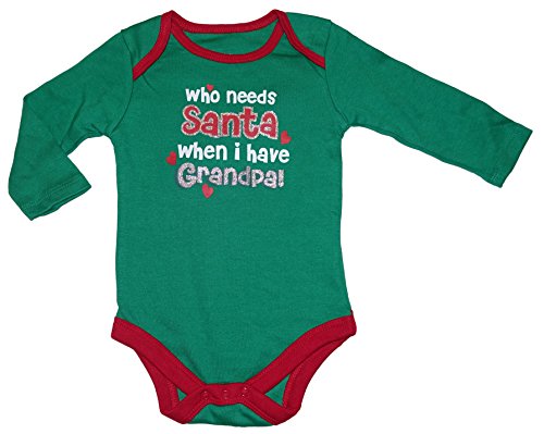 Topsville, Inc. Assorted Santa, Reindeer Baby Boys & Girls Christmas Bodysuit Dress up Outfit (12 Months, Who Needs Santa When I Have Grandpa!)