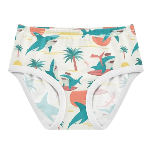 Wusikd Sharks Surfboards Girls' Underwear Cotton Palm Trees Girls Briefs Soft Toddler Underwear 2T