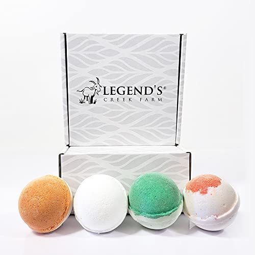 Legends Creek Farm, Goat Milk Bath Bomb Gift Set, Shea Butter & Sunflower Oil, Hydrate And Relax, 18 Oz Total (4-Pack) (Oatmeal Milk & Honey, Bergamot Lime, Chamomile Cherry Blossom, Eucalyptus Bomb) #TOP20