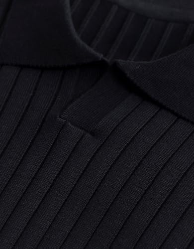 Image of Veirdo Men's Casual Ribbed Polo Collar Knit T-Shirt | Regular Fit Half Sleeve Polo for Men | Flat Knit Textured T-Shirt Perfect for Office, Party, Travel