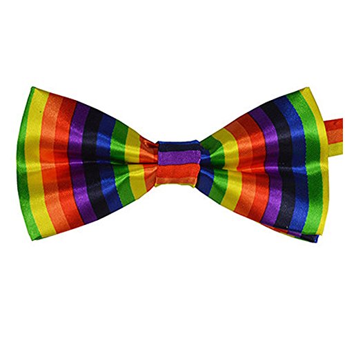 Q4 Acabado Seda Pajarita moda. Dicky-elástico pre atado para bodas (Arco iris)