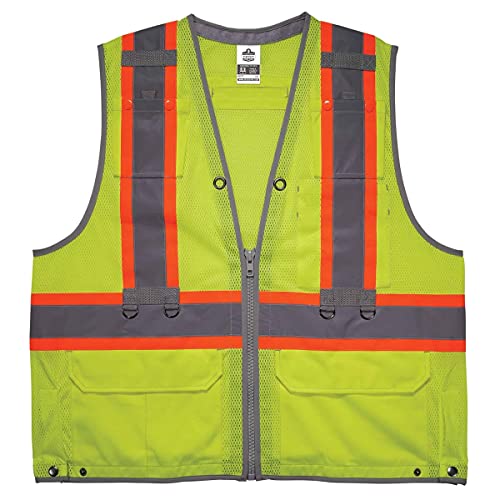 Class 2 Self-Extinguishing High Visibility Safety Vest Lime - 2XL & 3XL