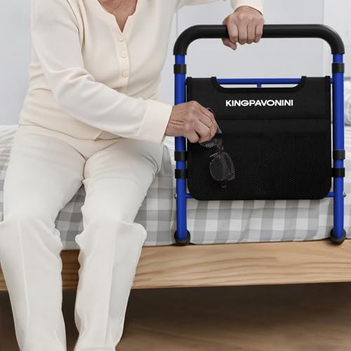 Image of KingPavonini Bed Rails for Elderly Adults Safety, 380 LBS, Model BM03-1 | ASTM Approved, 2026 Upgraded Adjustable Bed Cane, Non-Slip Ergonomic Handle & Storage Bag, Tool-Free Bed Railings for Seniors