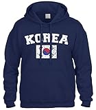 Cybertela Faded Distressed South Korean Korea Flag Sweatshirt Hoodie Hoody (Navy Blue, 2X-Large)