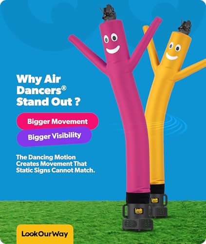 Image of LookOurWay Air Dancers Wacky Waving Inflatable Tube Man Attachment - 7 Feet Tall Advertising Air Dancer Waving Man Inflatable Tube Guy - Blower Not Included - Pink