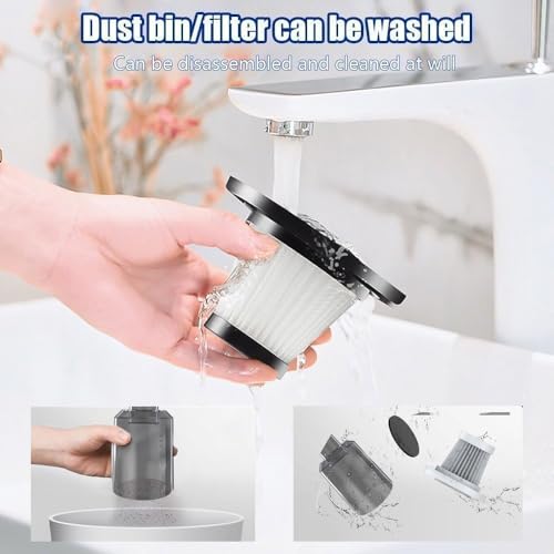 Image of 3-in-1 Portable Car Vacuum Cleaner with Blower, USB Rechargeable, Black, Wireless Handheld Mini Design, Strong Suction, Washable HEPA Filter for Car, Home, Travel
