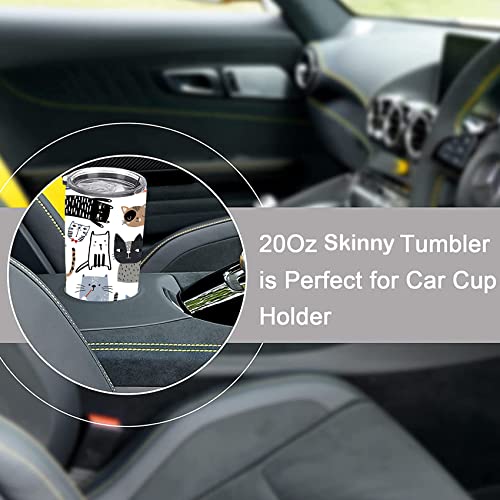 Rnfenqs Cute Cat Skinny Tumbler Cup With Straw Lid, 20 Oz Stainless Steel Insulated Vacuum Slim Travel Coffee Mug For Cat Lover Girls Women #TOP5