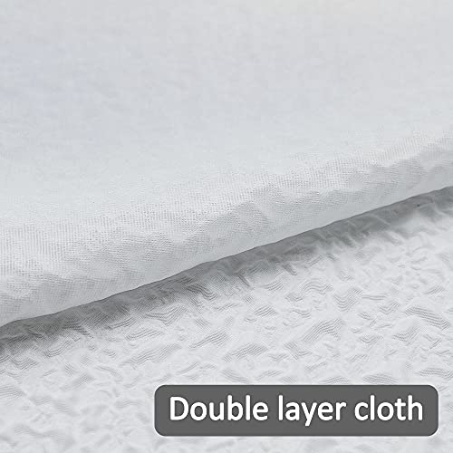 Sumgar White Shower Curtain Farmhouse Modern Fabric Cloth Bathroom Curtains Set With Hooks 3D Embossed Textured Polyester Ruffle Like Decorative Washable Waterproof Summer Luxury Bath Curtain 72"X72" #TOP5
