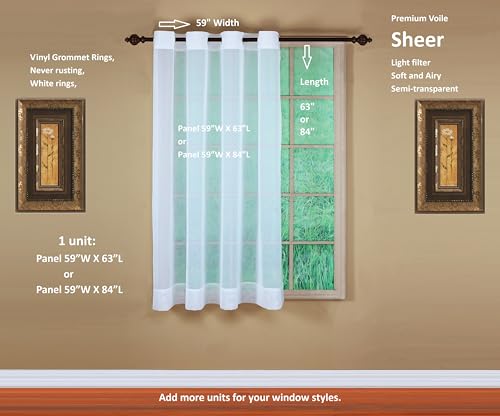 Image of Today's Curtain, Emelia Grommet Sheer Panel 63 inch White, 59 inch W x 63 inch L