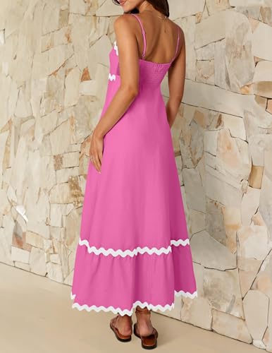 Image of ZESICA Women's 2026 Summer Spaghetti Straps Sleeveless Backless Sundress Flowy Smocked Lace Swing A Line Midi Dress