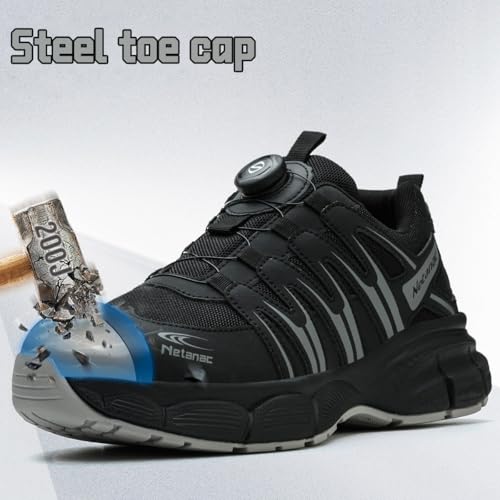 Steel Toe Shoes for Men Women, Wide Work Shoes with Durable Soft Sole, Comfortable Breathable Safety Sneakers4