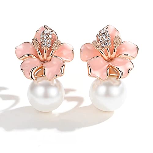 Crystal Pearl Plated Stud Earrings