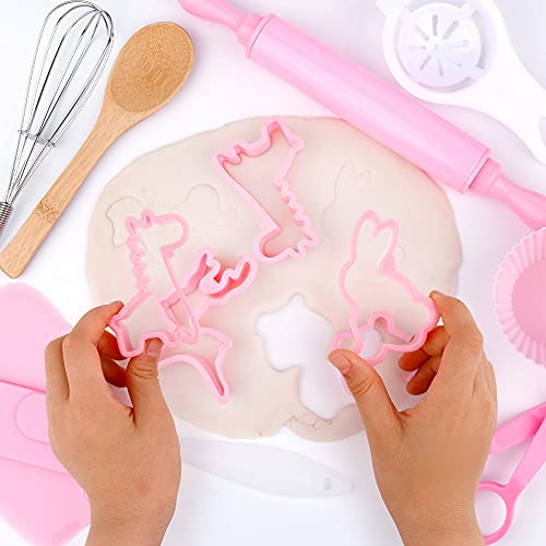 Veitch Fairytales Kids Cooking Baking Set For Girls, Real Baking Supplies Kits, Birthday Gifts For 3 + Year Old Girls, Kids Baking Utensils Includes Rolling Pins Chef Costume Hat And Apron Pink #TOP2