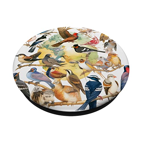 Vibrant Bird Songbird Symphony Nature's Melody Birdwatching PopSockets Swappable PopGrip, Black - Image 2