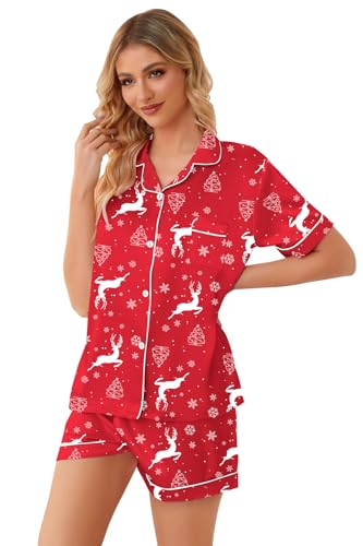 Image of Schbbbta Girls Womens Pajamas, Satin Silky Pjs Set Kids 2Pcs Button-Down Nightwear Sleepwear Gift for Mommy and me