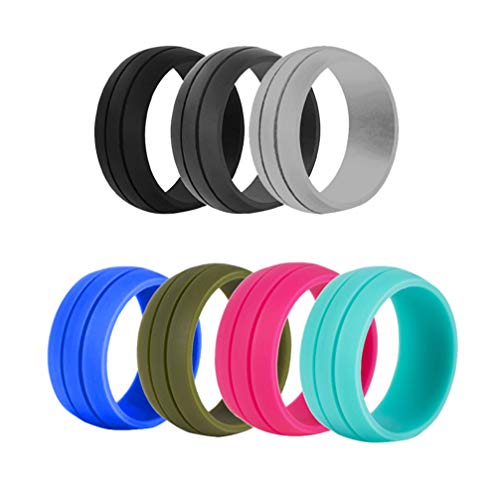 Anel de casamento de silicone 7 peças de borracha respirável 7 cores alianças de casamento de atletas, atletas, festivais, anéis de dedo (tamanho 7) size 2