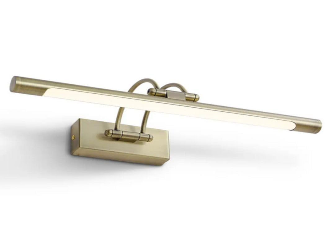 Aplique LED de pared para iluminar cuadros, espejos, murales, etc, led 9W estilo tradicional y elegante, luz cálida 3000K, Acabado en Bronce, articulado y giratorio. 50cm