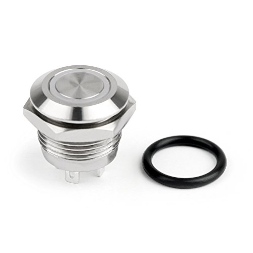 Areyourshop 1Pcs Mini 4 Pin 12mm Blue LED Metal Push Button Momentary Switch Waterproof 12V