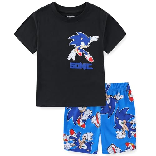 SEGA Sonic the Hedgehog Boys Short Sleeve T-Shirt and Mesh Short Set for Toddler and Big Kids