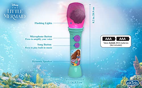 Image of Little Mermaid Toy Microphone for Kids, Includes Built-in Music and Lights, Ideal Toddler Toys