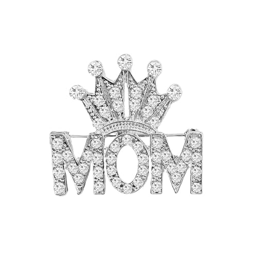 Image of Dainty Mom Crown Rhinestones Sparkly Brooches Pins Delicate Crystal Brooch Classic for Women Ladies Elegant Beautiful Lapel Pin Dress Suit Shirt Ceremony Clothes Accessories Jewelry Mother's Day