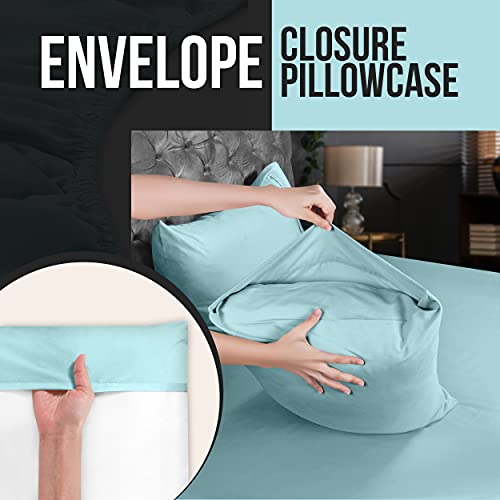 Utopia Bedding Queen Bed Sheets Set - 4 Piece Bedding - Brushed Microfiber - Shrinkage And Fade Resistant - Easy Care (Queen, Spa Blue) #TOP4