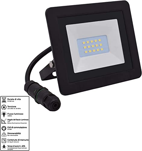 Lumare-LED-Spotlight-10W-Extra-Flat-Floodlight-IP65-Outdoor-and-Indoor-incl-IP65-Power-Connector-Outdoor-Light-3000K-Warm-White-Floodlight-Waterproof-Garden-Lamp