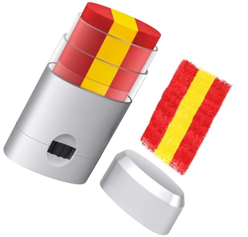 Pintacaras bandeira Espanha, kit de pintura facial em vermelho e amarelo, 7,3 x 3,8 x 1,8 cm, para eventos desportivos, futebol, carnaval, máscara, adultos e crianças