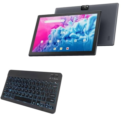 BoxWave Keyboard Compatible with Sky Devices Sky PAD10 Max - SlimKeys Bluetooth Keyboard - with Backlight, Portable Slim LED 7 Colors - Jet Black