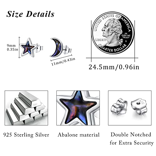 Abalone Shell Moon and Star Earrings,I Love You to The Moon and Back Necklace Jewelry Gifts for Women Girls - Image 4